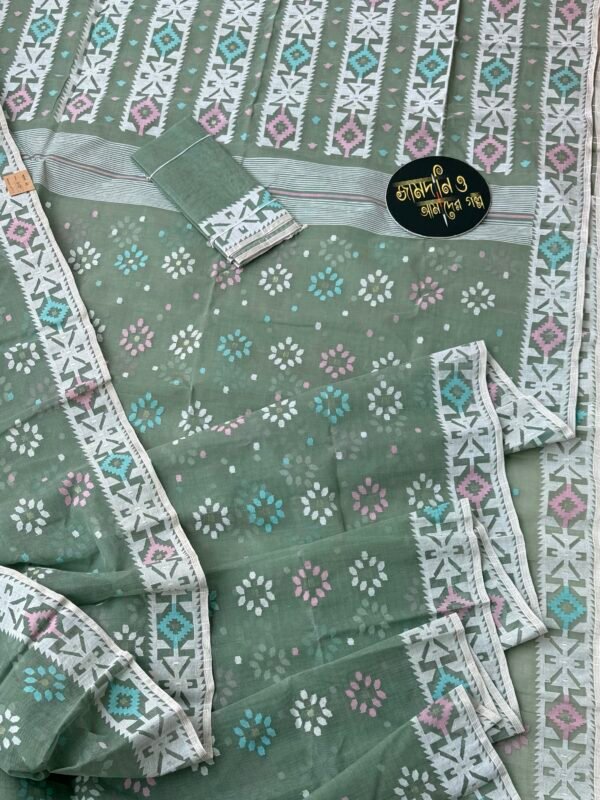 Jamdani Saree Cotton Mint / Shawla