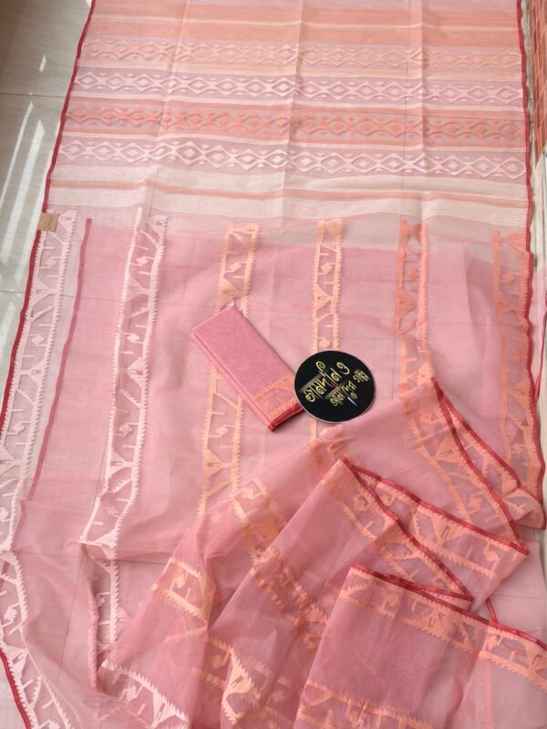 Jamdani Saree Halfsilk Peach
