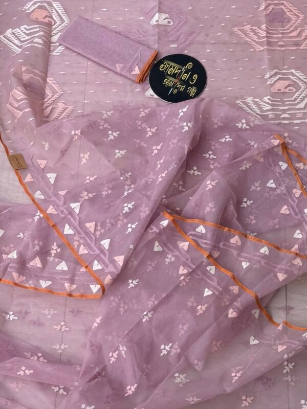 Jamdani Saree Halfsilk Light Onion Pink