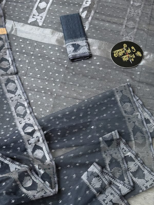Jamdani Saree Half Silk Gray