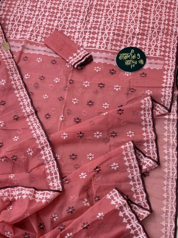 Jamdani Saree Cotton Marsala