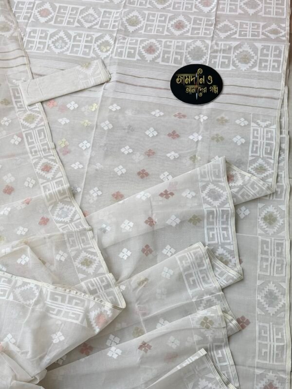 Jamdani Saree Pure Cotton off white