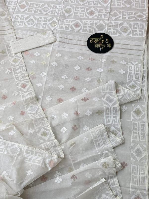 Jamdani Saree Pure Cotton off white