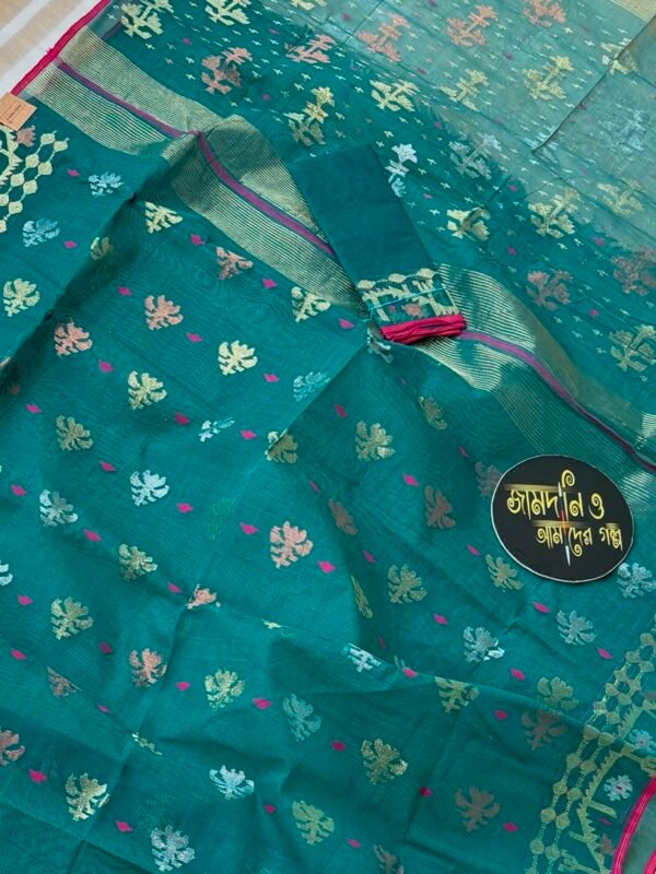 Jamdani Saree Cotton Deep Sea Green