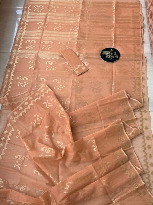 Jamdani saree Halfsilk colour Light Brown