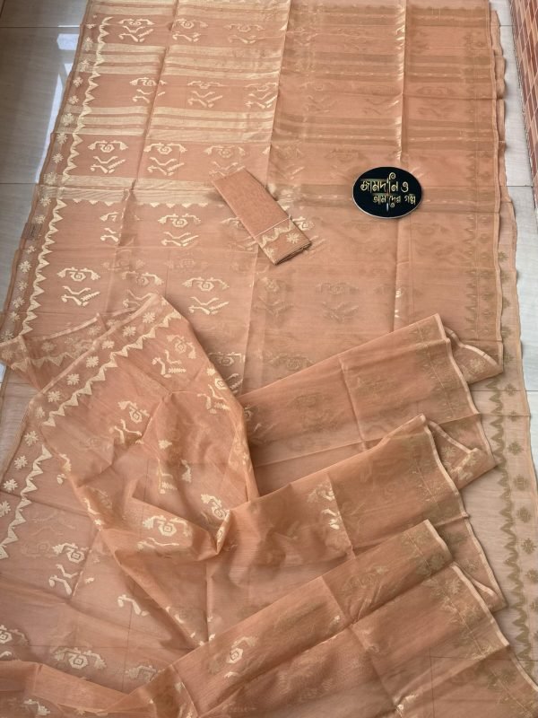 Jamdani saree Halfsilk colour Light Brown