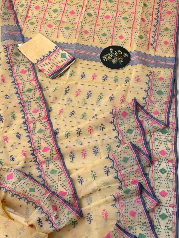 Jamdani Saree Cotton Baby Yellow