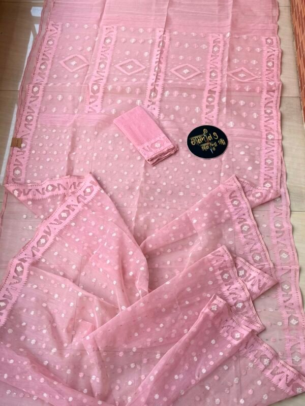 Jamdani saree Halfsilk Pearl Pink Colour