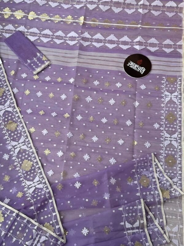 Jamdani Saree Halfsilk Lavender