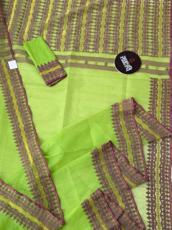 Jamdani Saree Halfsilk Parrot Green