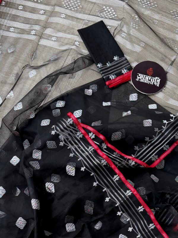 Jamdani Saree Halfsilk Black