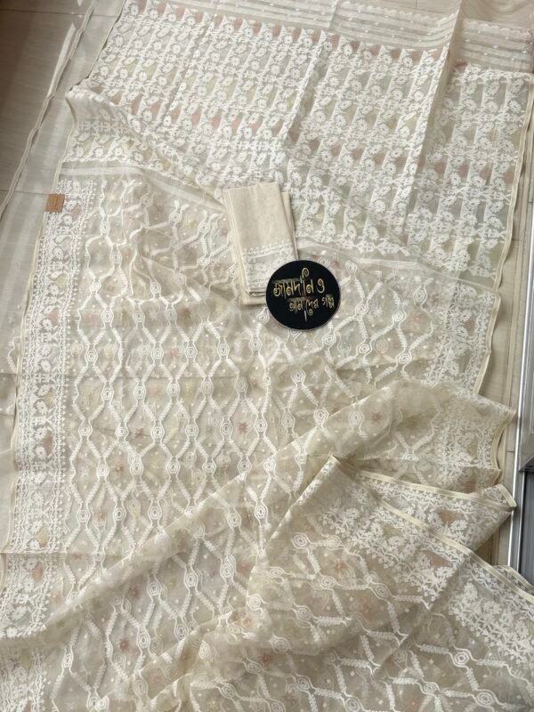 Jamdani Saree Halfsilk off white