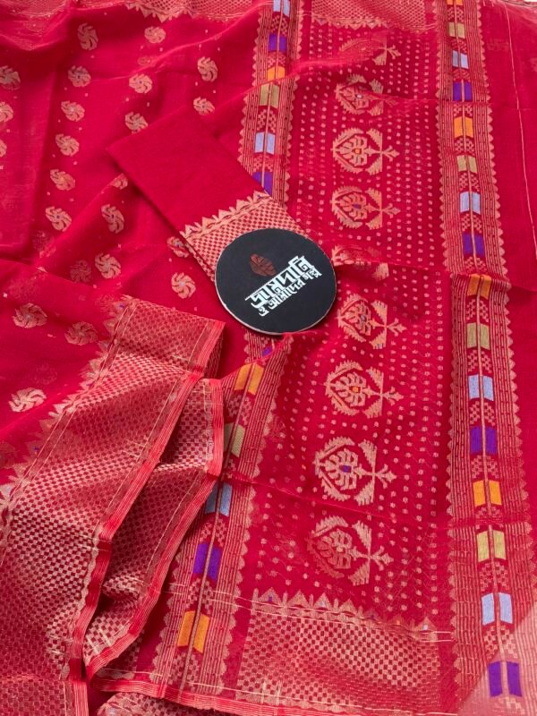 Jamdani Saree Pure Cotton Red