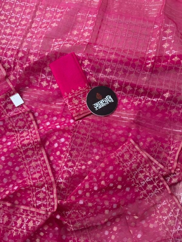 Jamdani Saree Halfsilk Magenta
