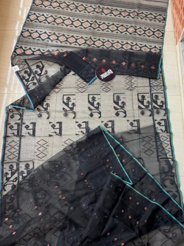 Jamdani Saree Halfsilk Black