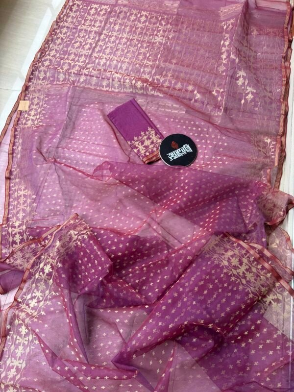 Jamdani Saree Halfsilk Voilet Maroon