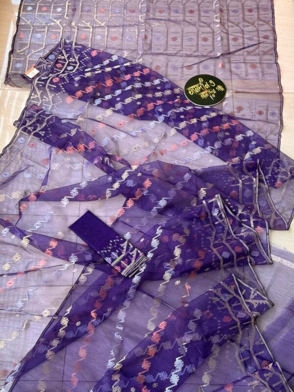 Jamdani Saree Halfsilk Purple