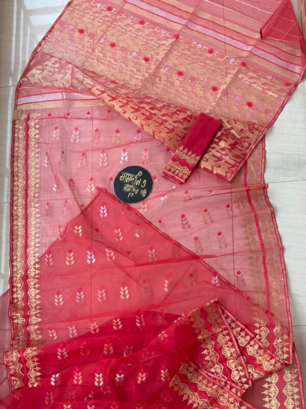 Jamdani Saree Halfsilk Red