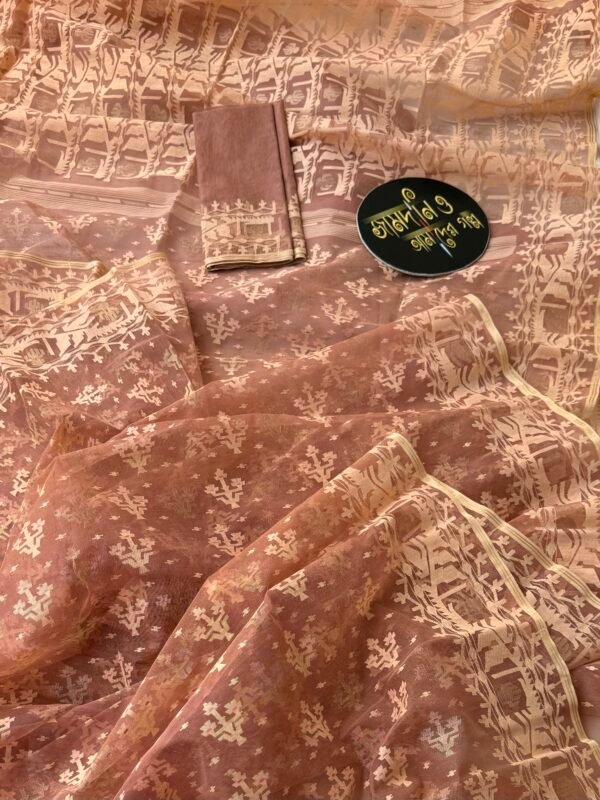 Jamdani Saree Halfsilk Brown
